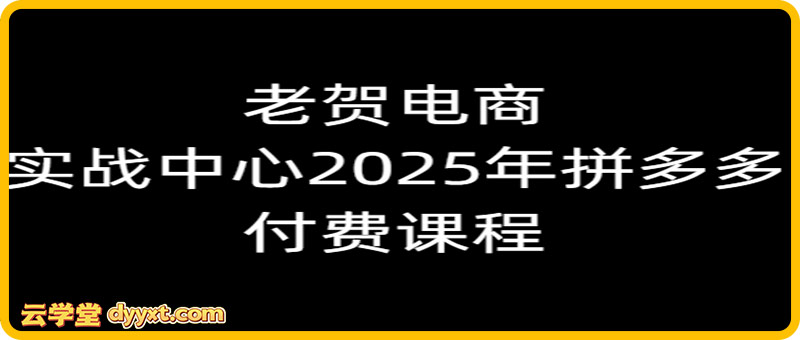 老贺电商实战中心2025年拼多多付费课程