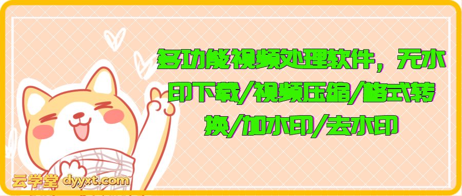多功能视频处理软件，无水印下载/视频压缩/格式转换/加水印/去水印