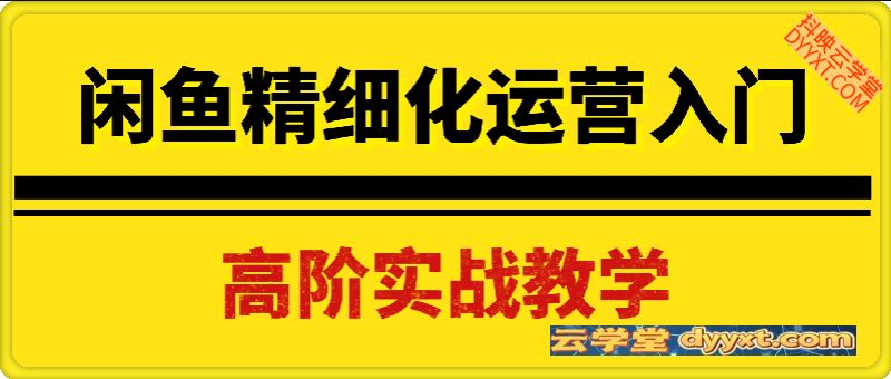 闲鱼精细化运营入门+高阶实战教学，闲鱼卖货整体运营思路，零成本零风险轻创业电商项目