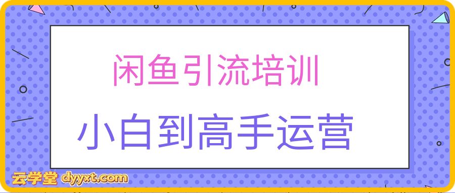 闲鱼引流培训，小白到高手运营