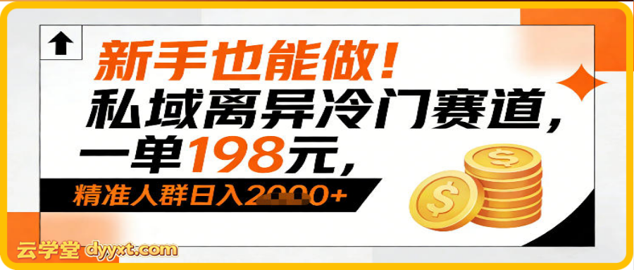 新手也能做！私域离异冷门赛道，一单198，精准人群日入1k+