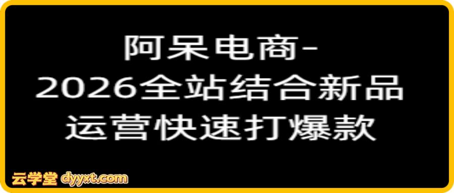 阿呆电商-2026全站结合新品运营快速打爆款5月12日更新