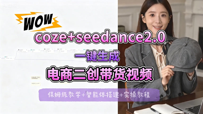 seedance2.0+coze一键生成电商二创带货视频，全流程保姆级教学